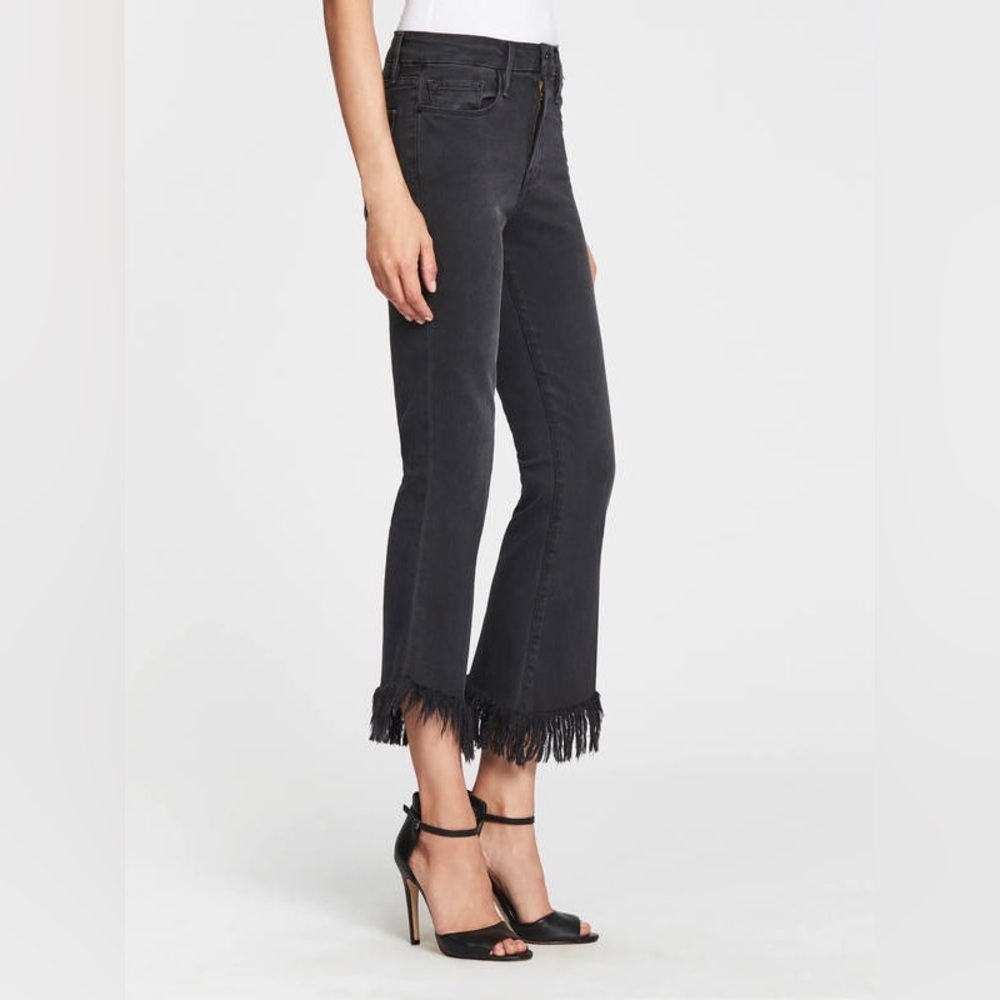 FRAME Le High Straight Crop Frayed Hem Jeans Dark Wash Size 26 - Picture 5 of 16